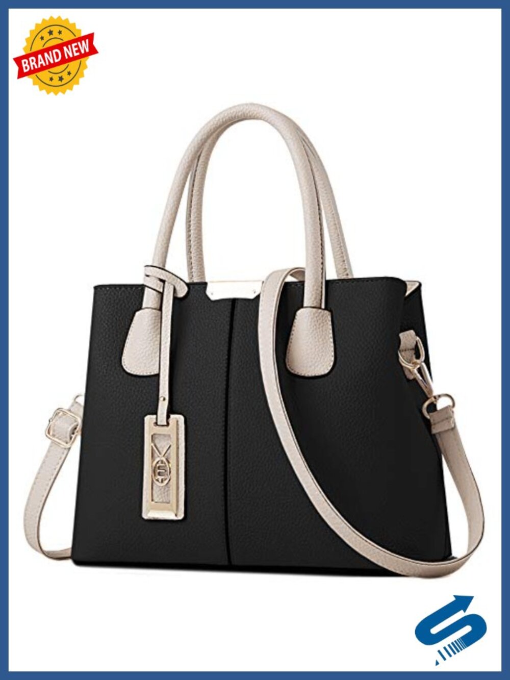 PU Leather Top Handle Satchel Tote Shoulder Bag with Removable Strap